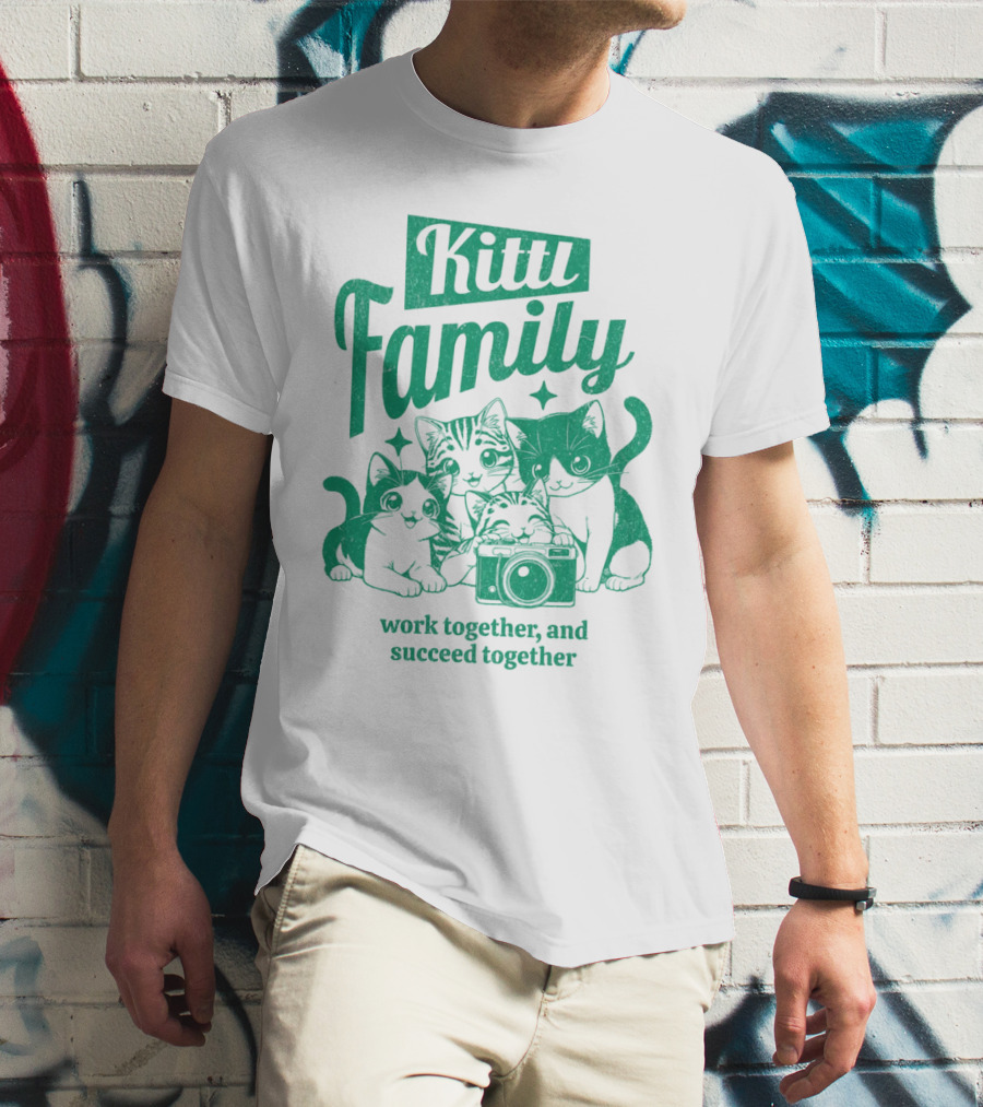 Kittl Family Work Together And Succeed Together Cats With Camera T-Shirt