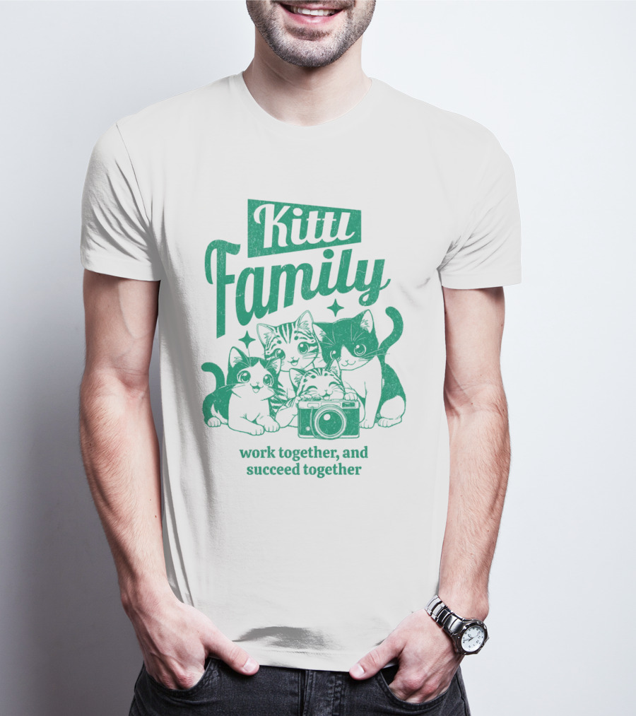 Kittl Family Work Together And Succeed Together Cats With Camera T-Shirt