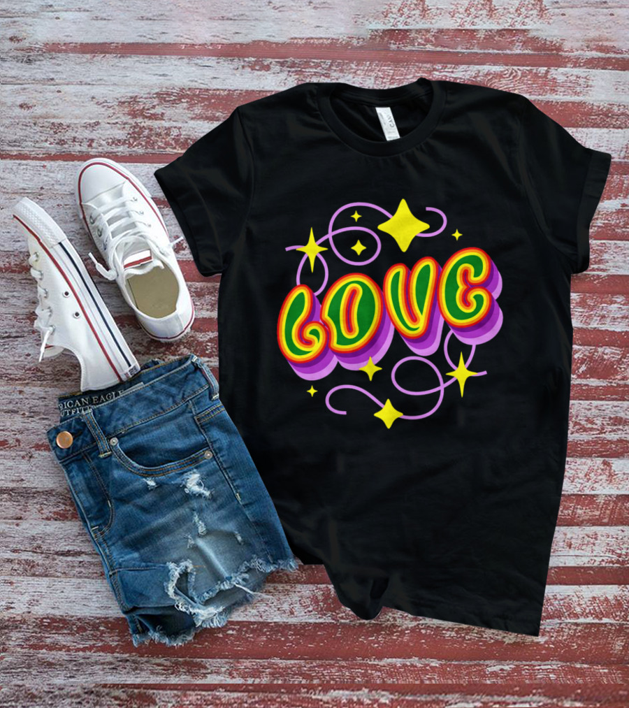 LOVE Stars And Swirls 70's T-Shirt