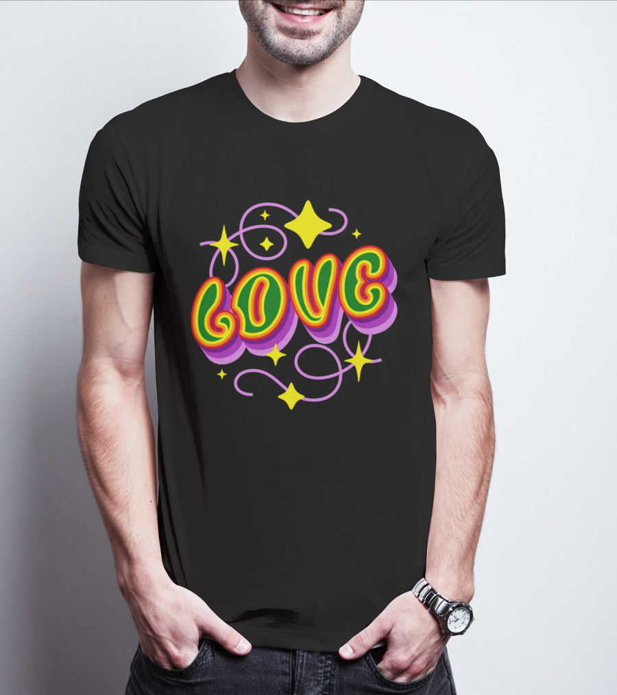 LOVE Stars And Swirls 70's T-Shirt