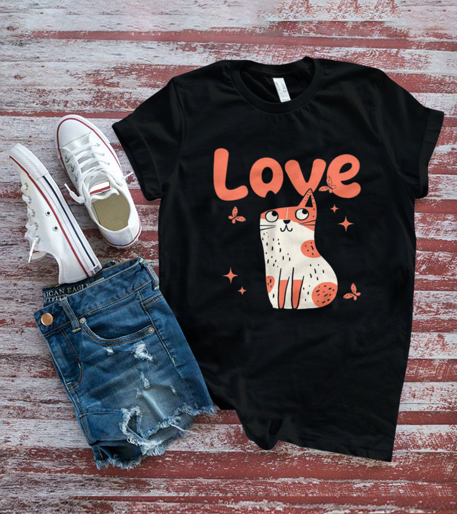 Born To Love Unleash The Pawsitivity Cat Butterflies T-Shirt
