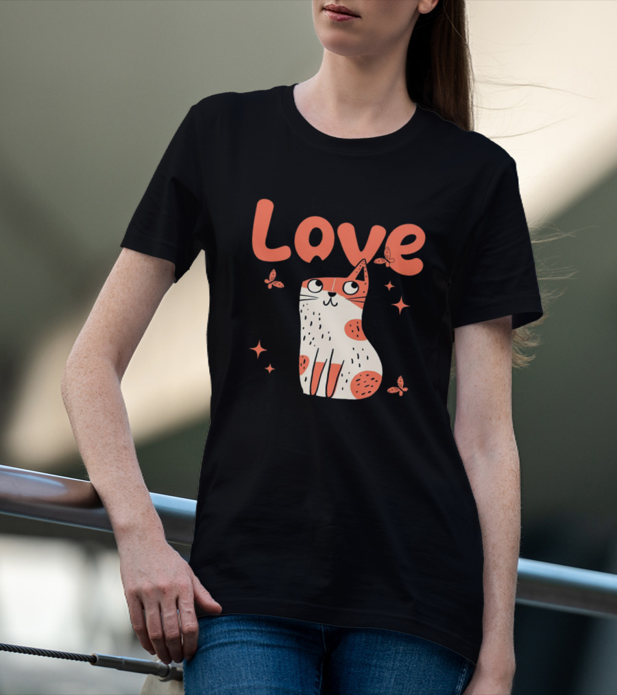 Born To Love Unleash The Pawsitivity Cat Butterflies T-Shirt