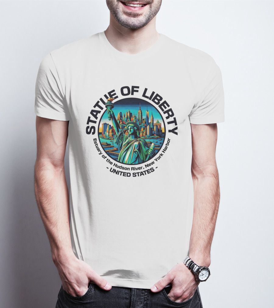 Statue Of Liberty Estuary Of The Hudson River New York Harbor United States T-Shirt