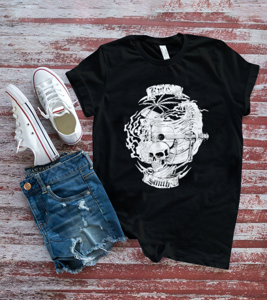 Kyle Smith Skull With Palm And Guitar Waves T-Shirt