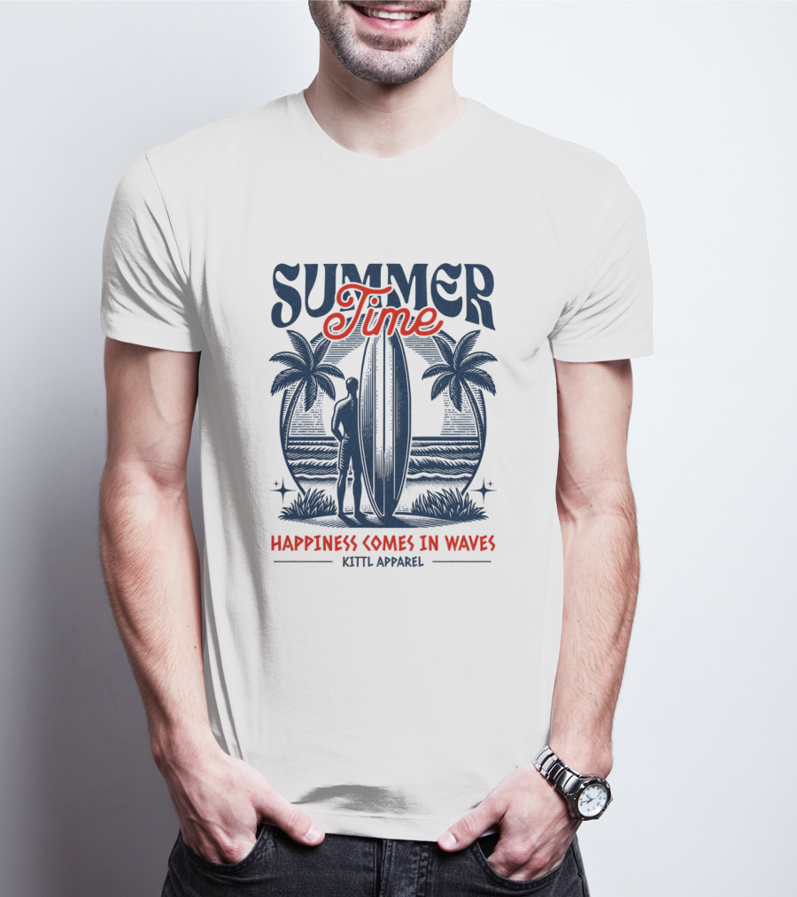 Summer Time Happiness Comes In Waves Kittl T-Shirt