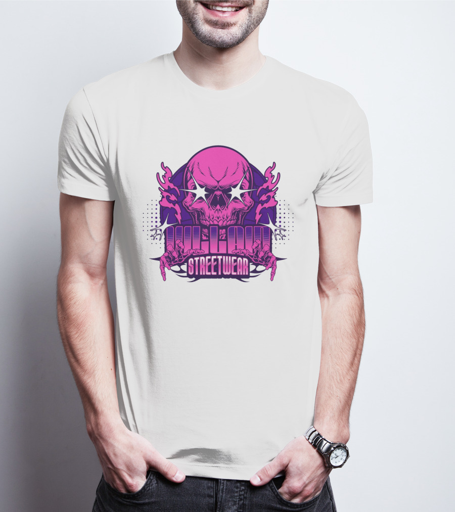 Villain Streetwear Skull Flames Urban Gothic Aesthetic T-Shirt