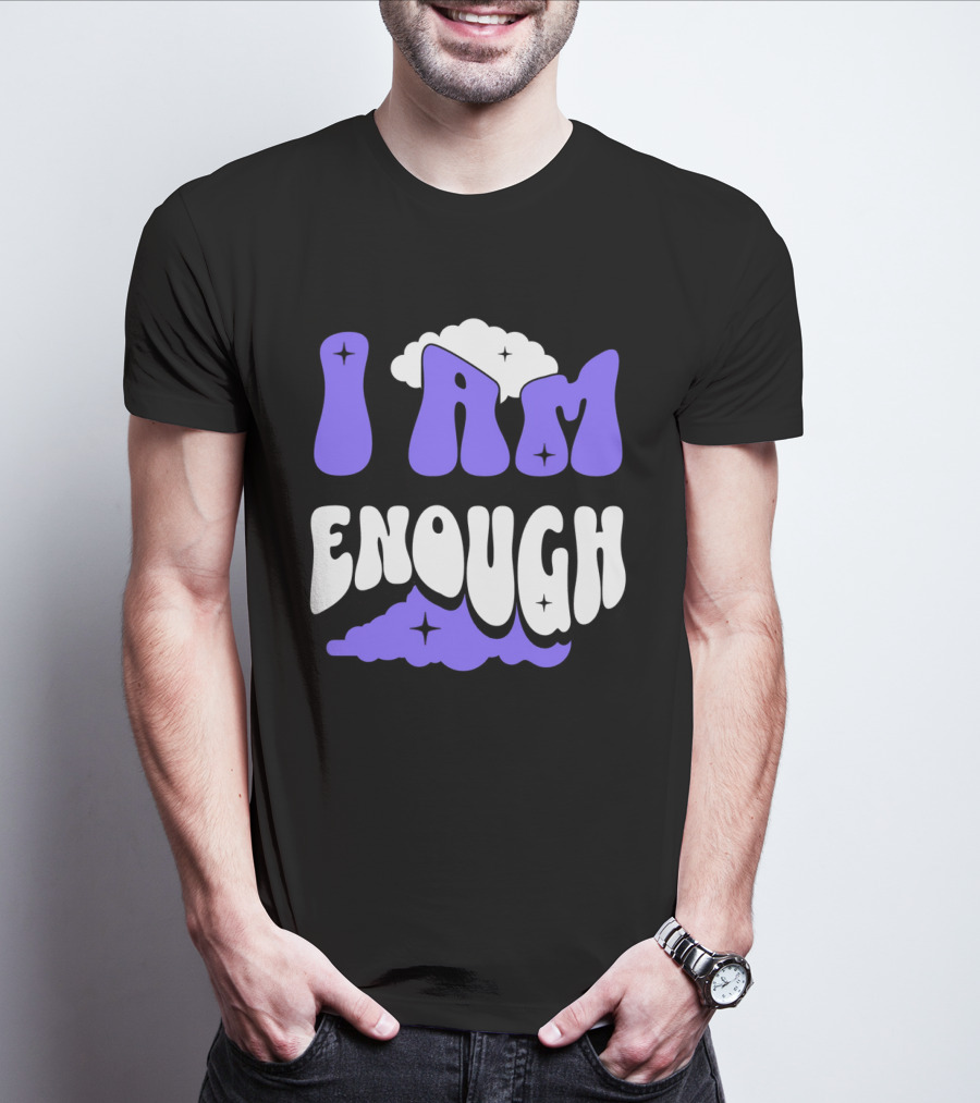 I Am Enough Groovy Cloud And Stars T-Shirt