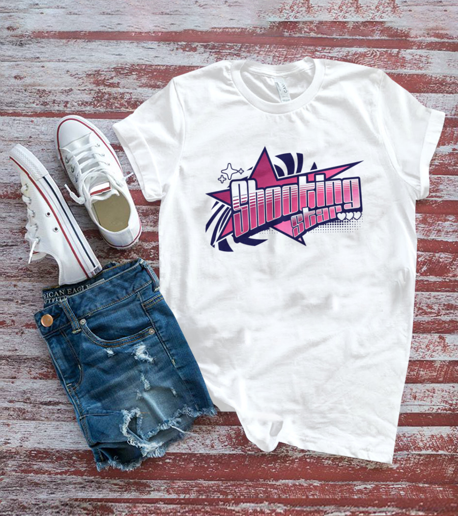 Shooting Star Pink Purple Stylized Text With Starburst Graphics T-Shirt