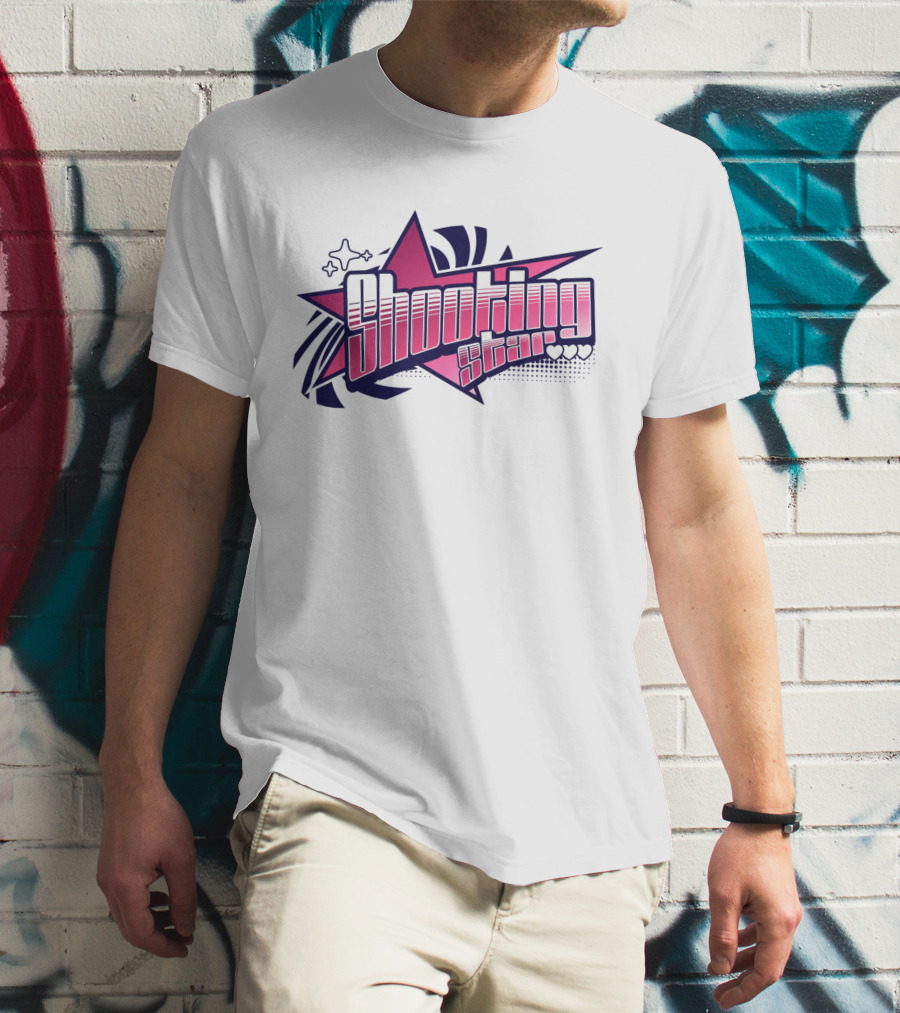 Shooting Star Pink Purple Stylized Text With Starburst Graphics T-Shirt