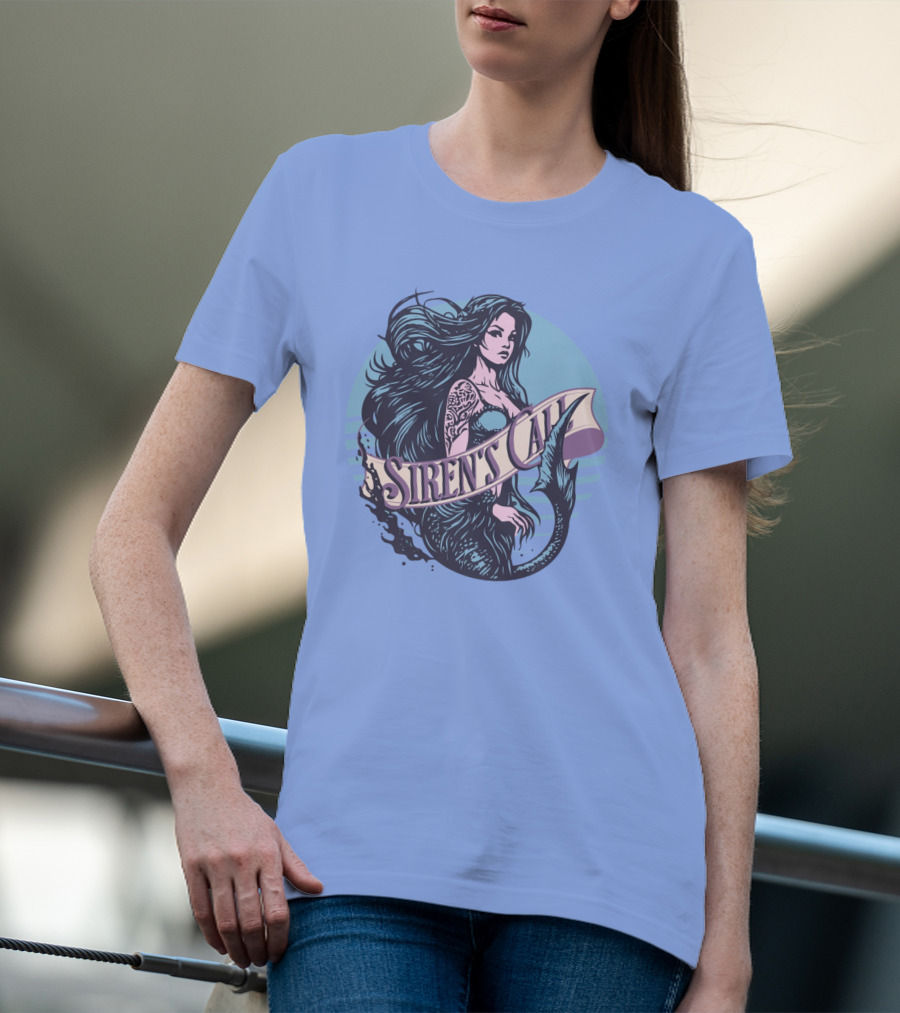 Siren's Call Mermaid Tattoo Ocean Waves T-Shirt