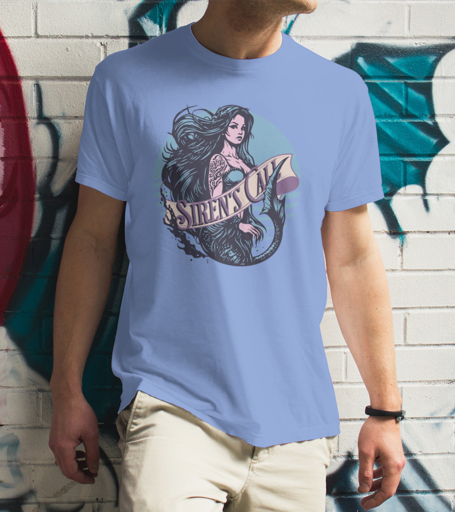 Siren's Call Mermaid Tattoo Ocean Waves T-Shirt
