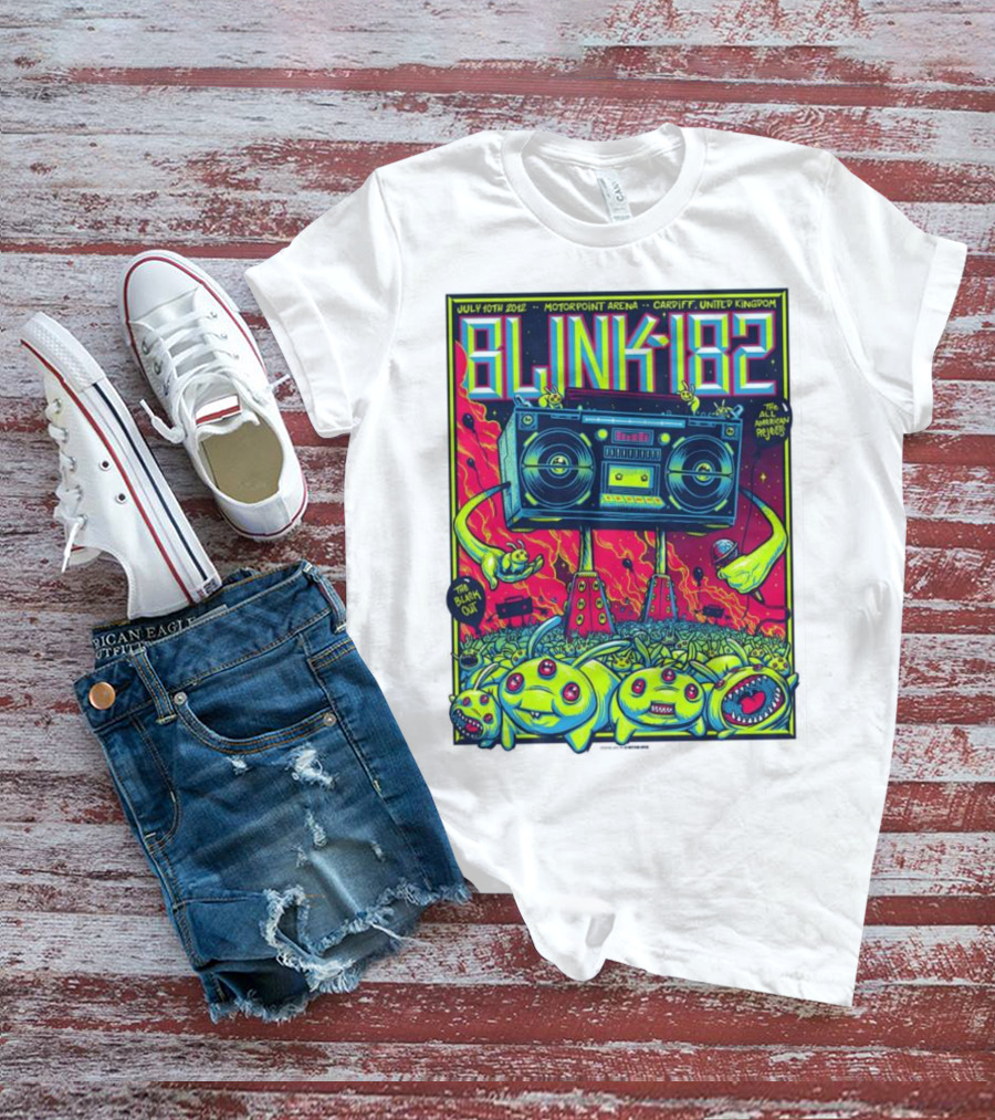 Blink-182 July 10th 2012 Motorpoint Arena Cardiff United Kingdom Boombox Alien Creature T-Shirt