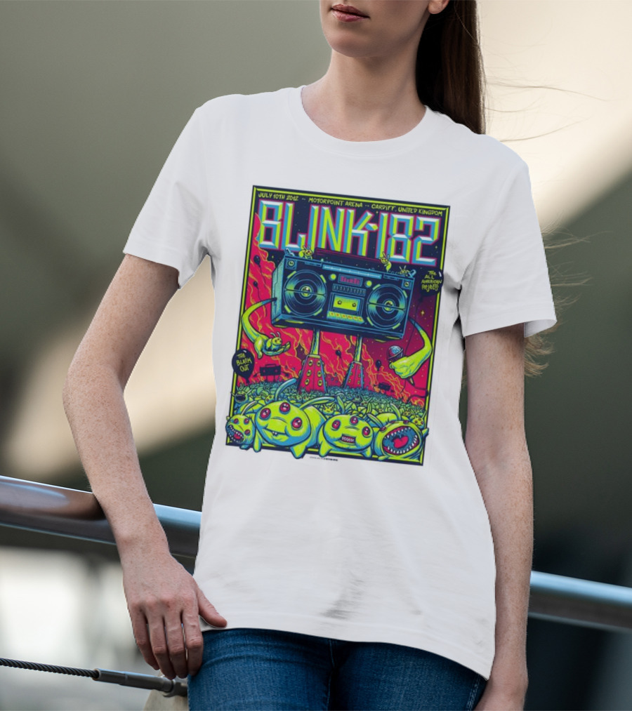 Blink-182 July 10th 2012 Motorpoint Arena Cardiff United Kingdom Boombox Alien Creature T-Shirt