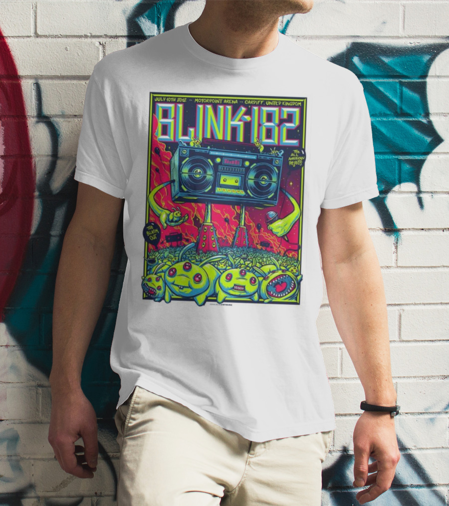 Blink-182 July 10th 2012 Motorpoint Arena Cardiff United Kingdom Boombox Alien Creature T-Shirt