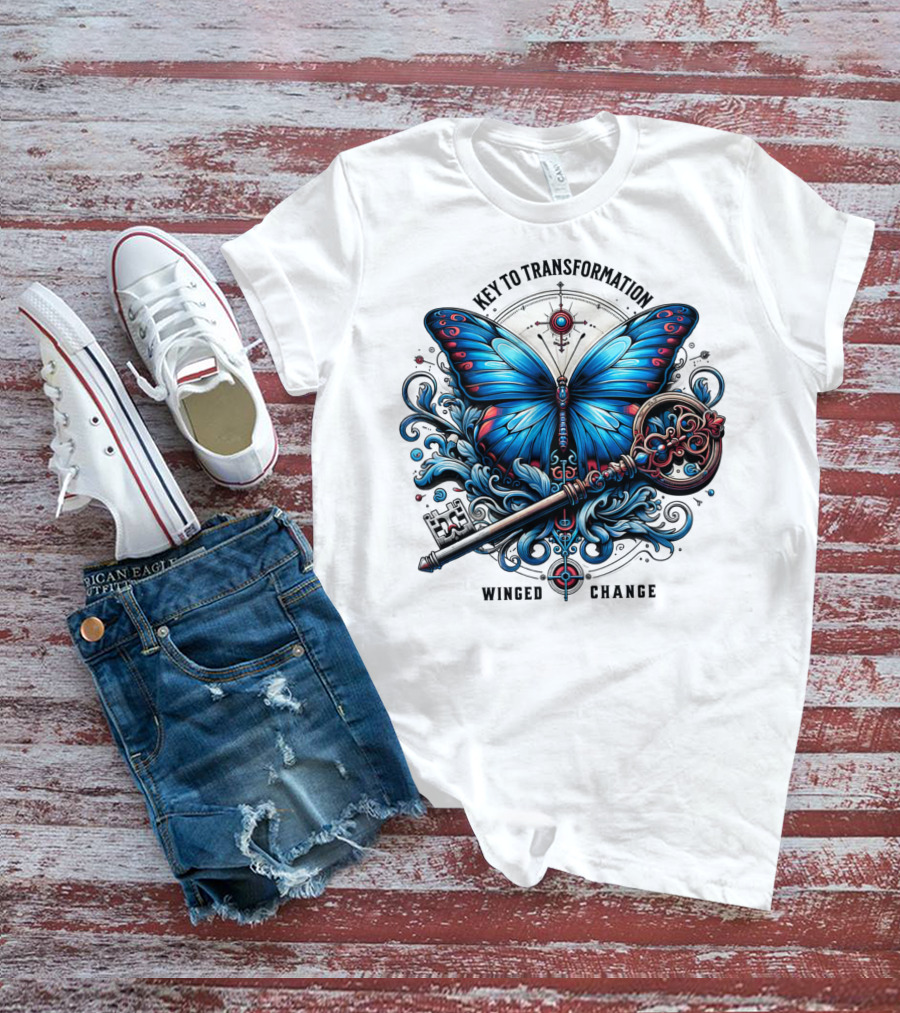 Key To Transformation Winged Change Butterfly And Key T-Shirt