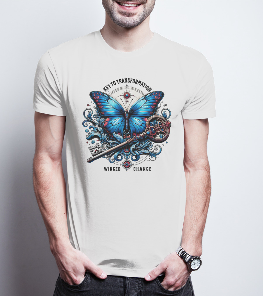 Key To Transformation Winged Change Butterfly And Key T-Shirt