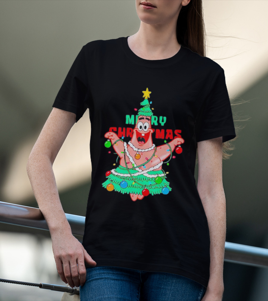 Patrick Star Merry Christmas Tree T-Shirt