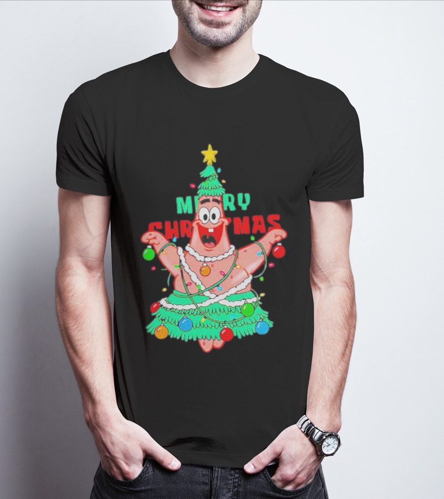 Patrick Star Merry Christmas Tree T-Shirt