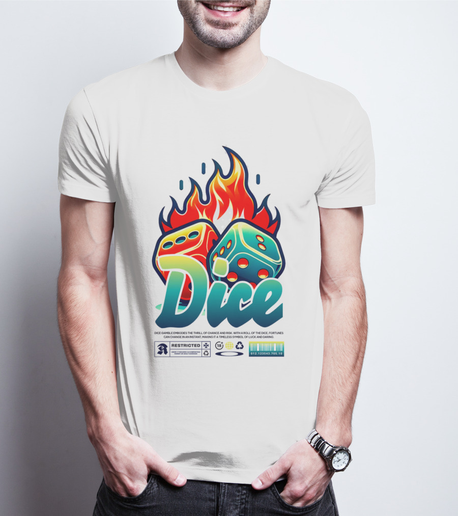 Dice Rolling Flames Exploding The Game Of Chance T-Shirt