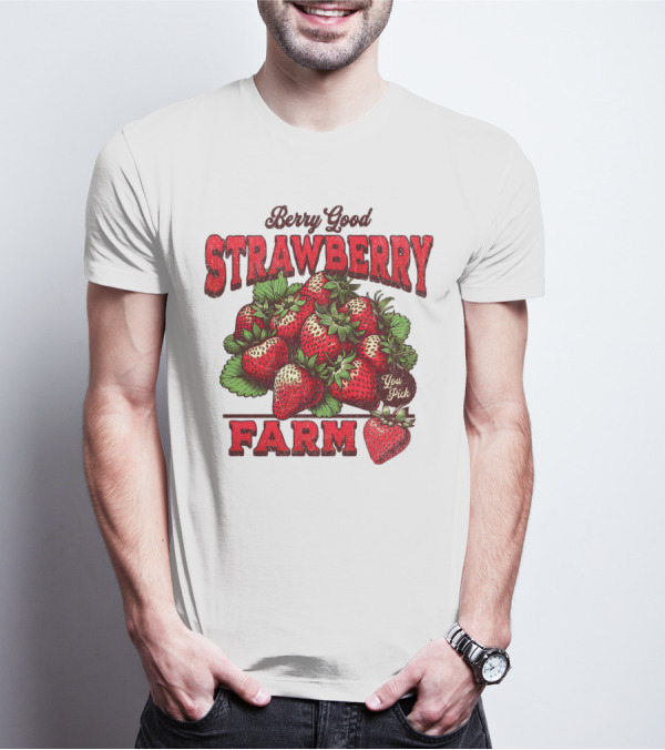 Berry Good Strawberry Farm You Pick Produce Vintage T-Shirt