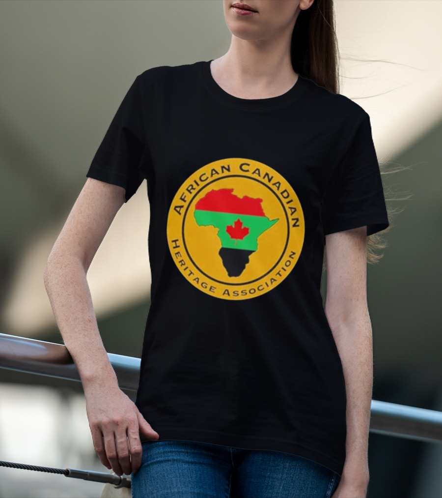 Papa Burgundy African Canadian Heritage Association African Map With Canadian Flag T-Shirt
