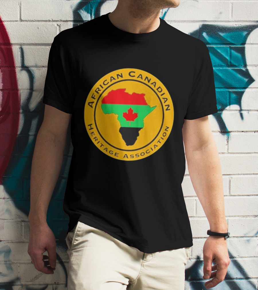 Papa Burgundy African Canadian Heritage Association African Map With Canadian Flag T-Shirt