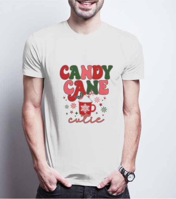 Candy Cane Cutie Mug Cocoa Holiday Oatmeal Natural T-Shirt