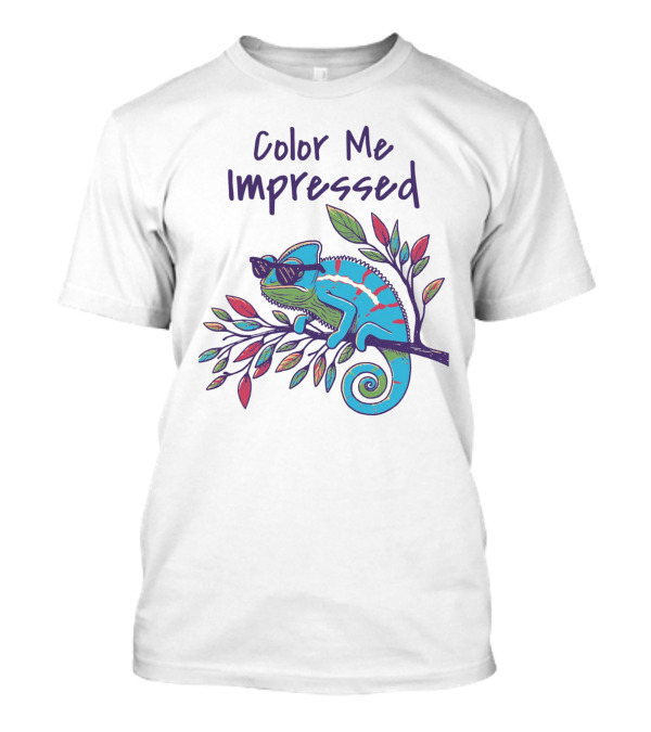 Color Me Impressed Chameleon With Sunglasses On Colorful Branch T-Shirt