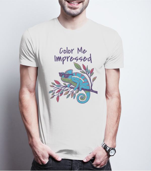 Color Me Impressed Chameleon With Sunglasses On Colorful Branch T-Shirt