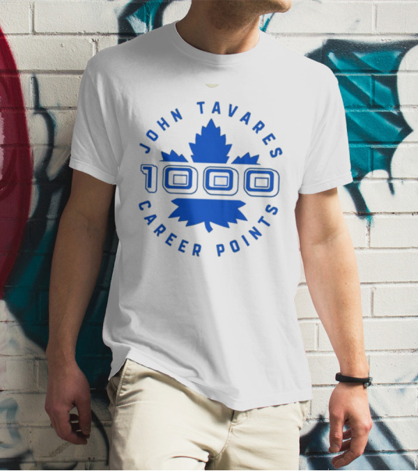 John Tavares 1000 Career Points Maple Leaf Achievement T-Shirt