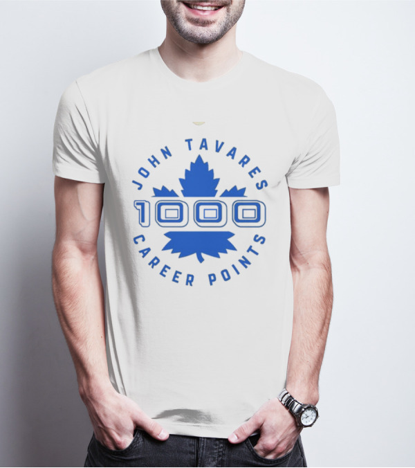 John Tavares 1000 Career Points Maple Leaf Achievement T-Shirt