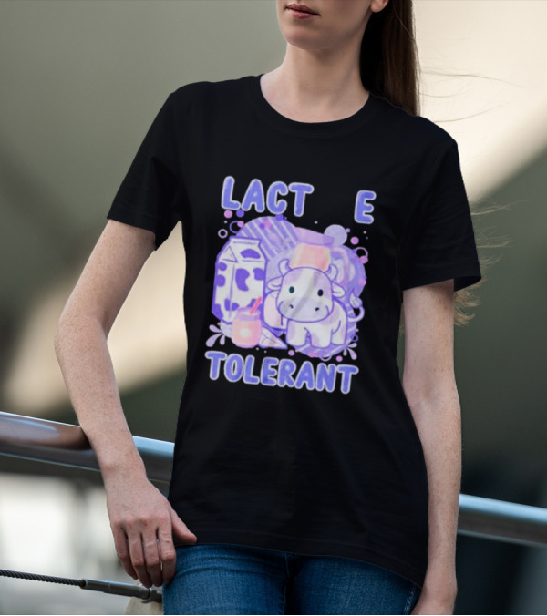 Lactose Intolerant Funny Milk Cow Cartoon T-Shirt