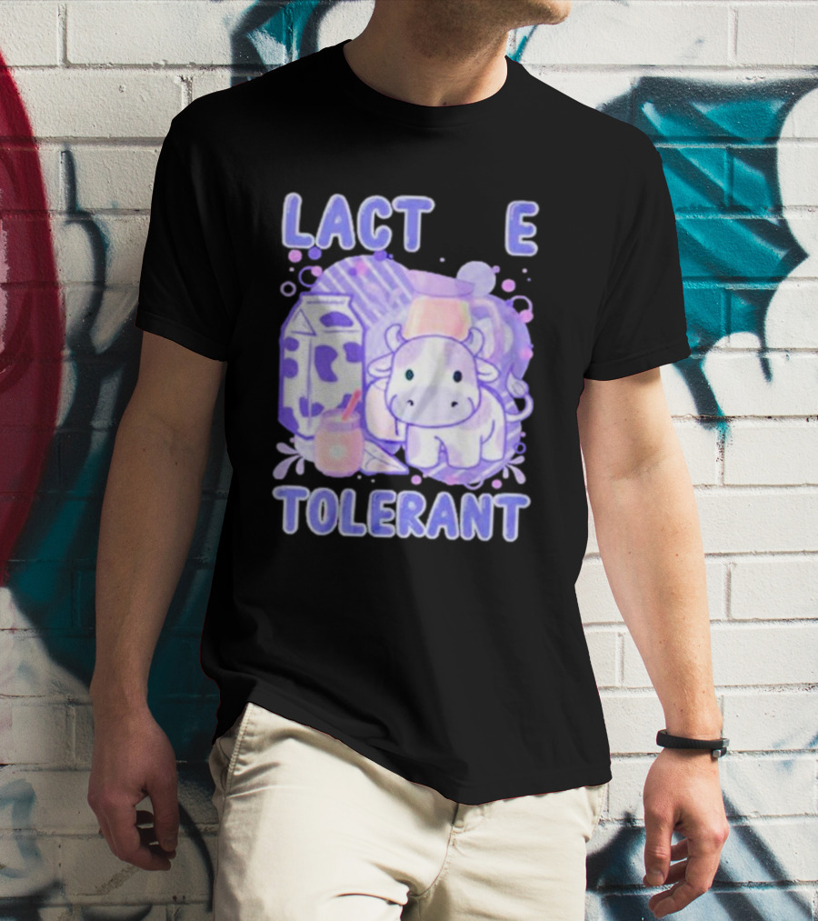 Lactose Intolerant Funny Milk Cow Cartoon T-Shirt
