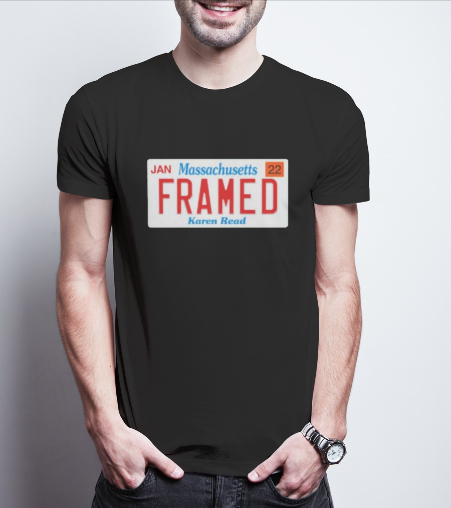 Massachusetts Framed Karen Read License Plate T-Shirt