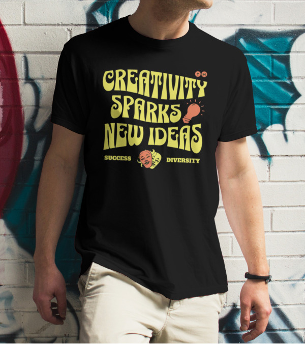 Creativity Sparks New Ideas Success Diversity Lightbulb Icon Comedy Tragedy Masks T-Shirt