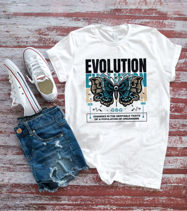 Evolution Butterfly Changes In Heritable Traits ESTD 1999 T-Shirt