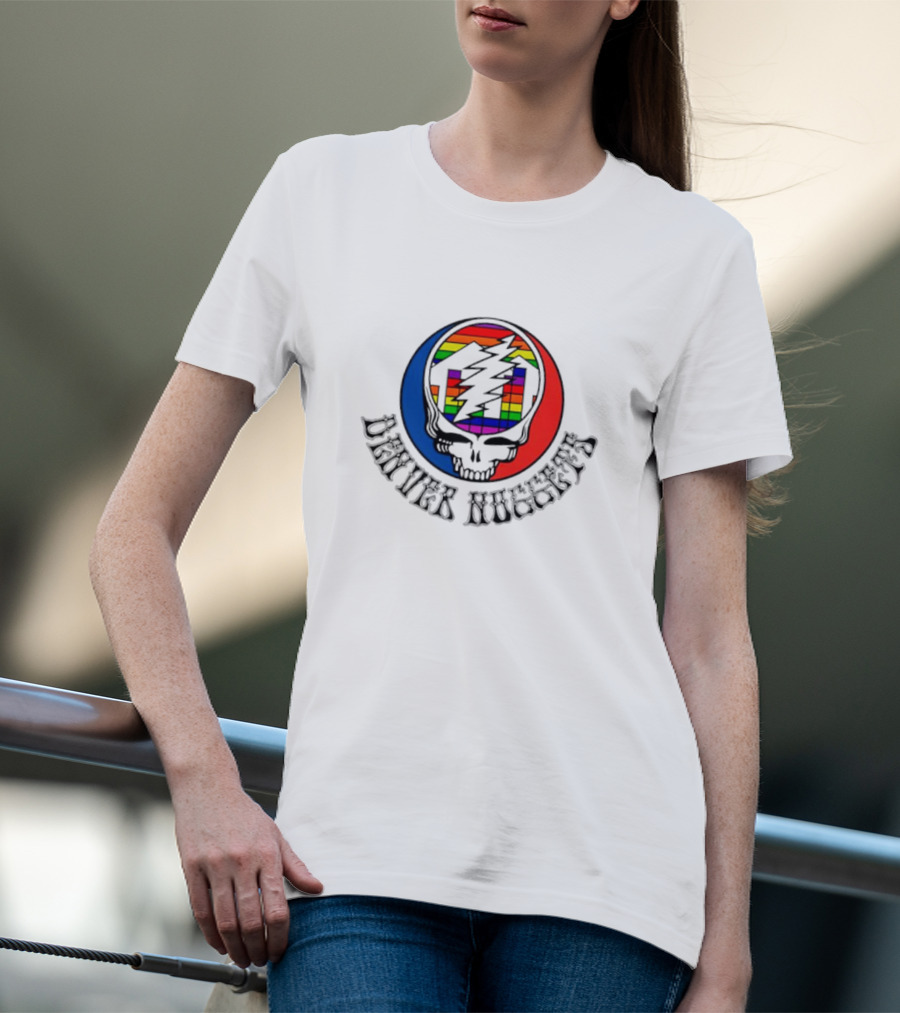 Denver Nuggets Grateful Dead Skull Rainbow Bolt T-Shirt