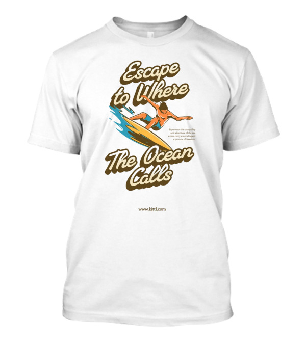 Escape To Where The Ocean Calls Surfer Retro Beach T-Shirt