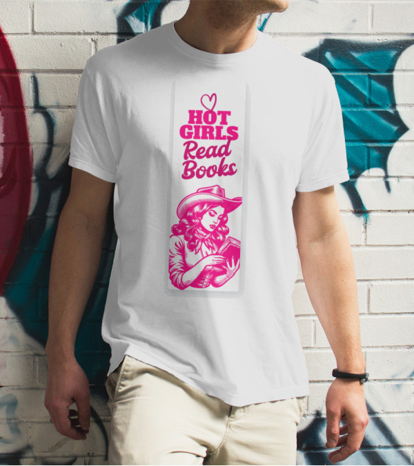 Hot Girls Read Books Cool Vintage Bookmark T-Shirt