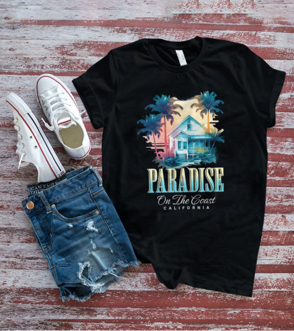 Paradise California Palm Trees Oceanfront Escape T-Shirt