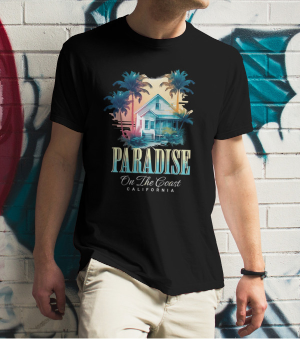 Paradise California Palm Trees Oceanfront Escape T-Shirt