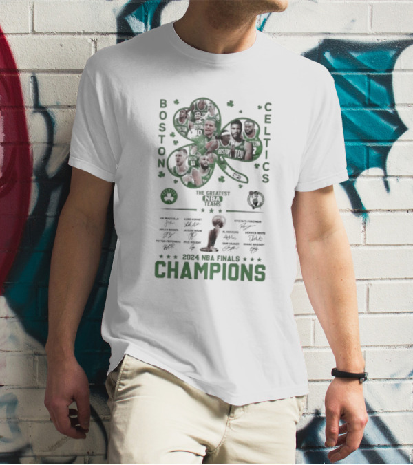 Boston Celtics 2024 NBA Finals Champions Signatures The Greatest NBA Team T-Shirt