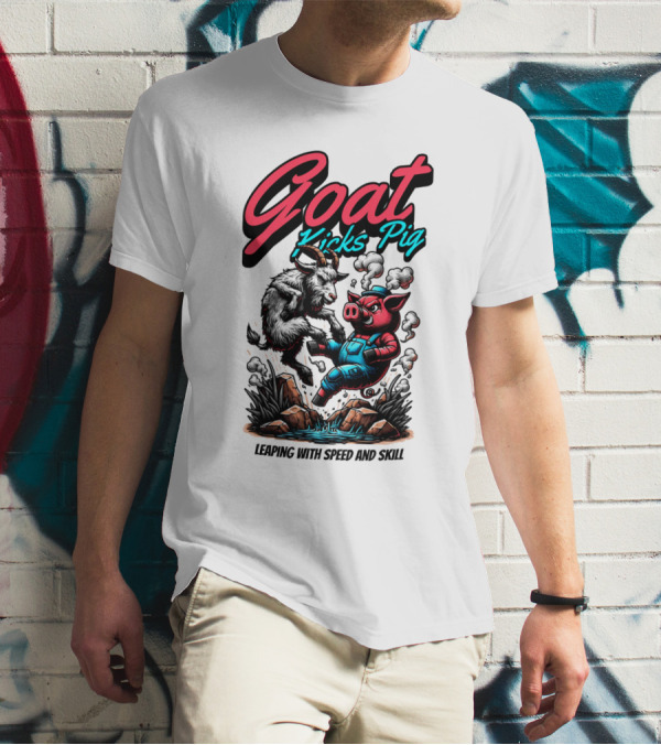 Goat Kicks Pig Leaping With Speed And Skill T-Shirt