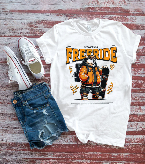 HEAVENLY FREERIDE Polar Bear Snowboard 1968 1995 T-Shirt