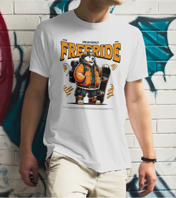 HEAVENLY FREERIDE Polar Bear Snowboard 1968 1995 T-Shirt