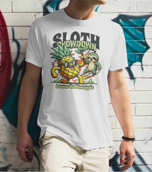 Sloth Showdown Leaves Vs Pineapple T-Shirt