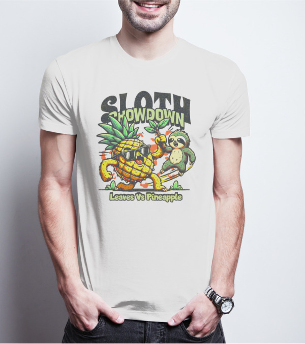 Sloth Showdown Leaves Vs Pineapple T-Shirt