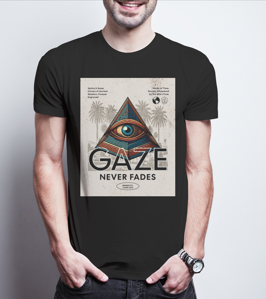 Gaze Never Fades Sphinx's Gaze Echoes Of Ancient Wisdom Forever Engraved Sands Of Time Secrets Whispered By The Nile's Flow MMMDCCC Years Ago T-Shirt