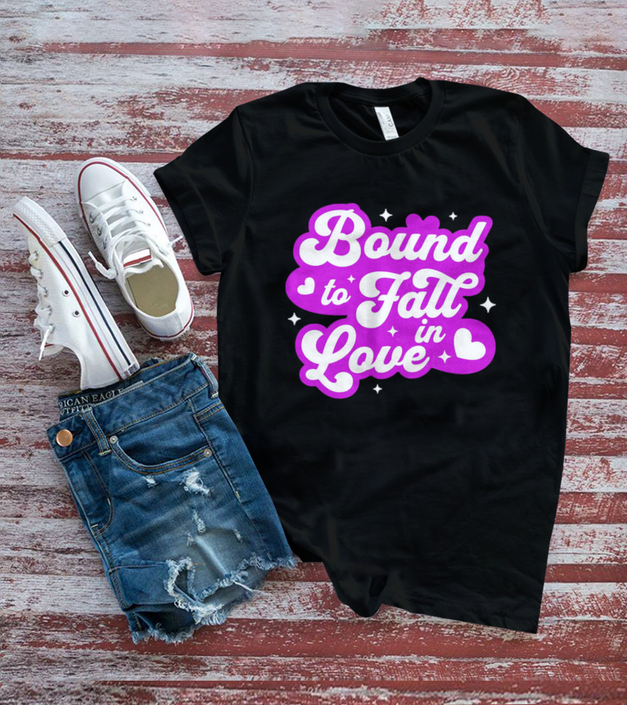 Bound To Fall In Love Purple Heart Stars T-Shirt