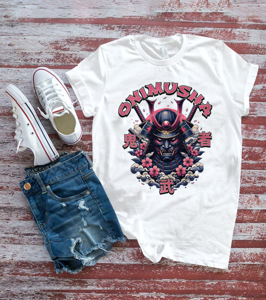 Onimusha Samurai Demon Warrior Flower Clouds T-Shirt